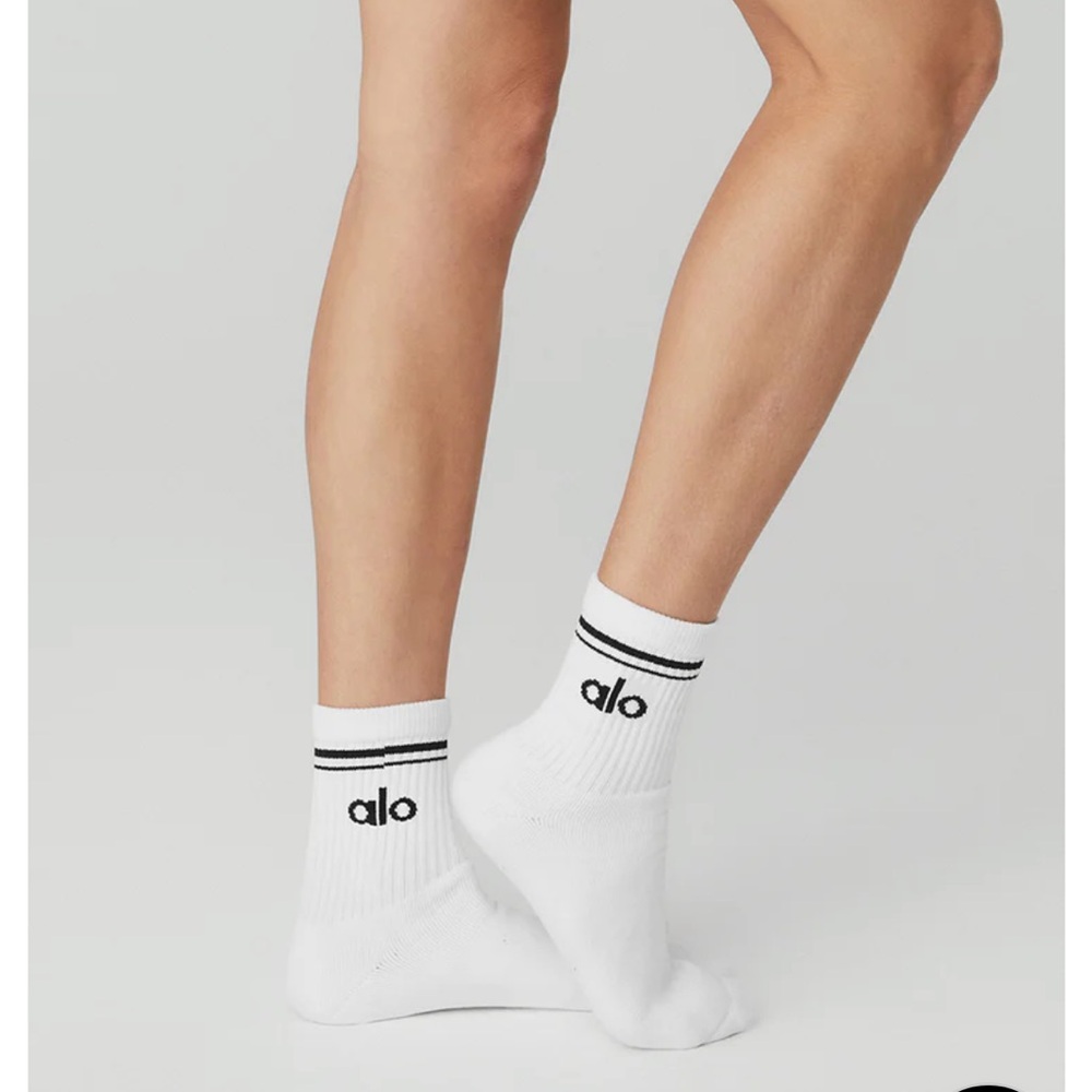 ALO Yoga White Athletic Socks with Black Accents